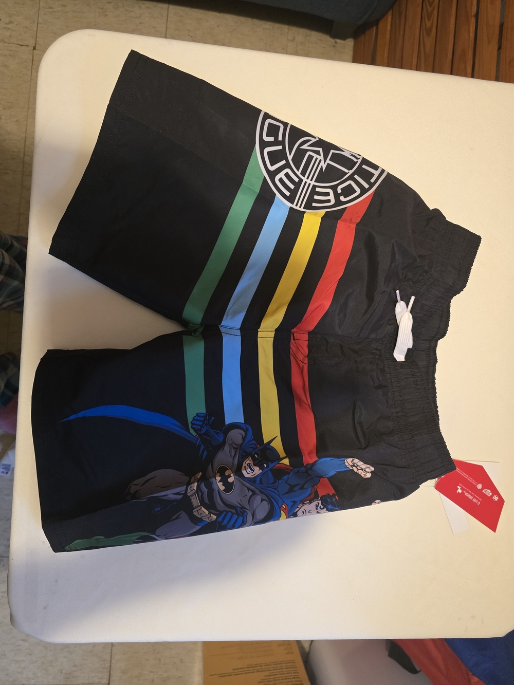 Batman Black Kids' Swim Trunks with Multicolor Stripe